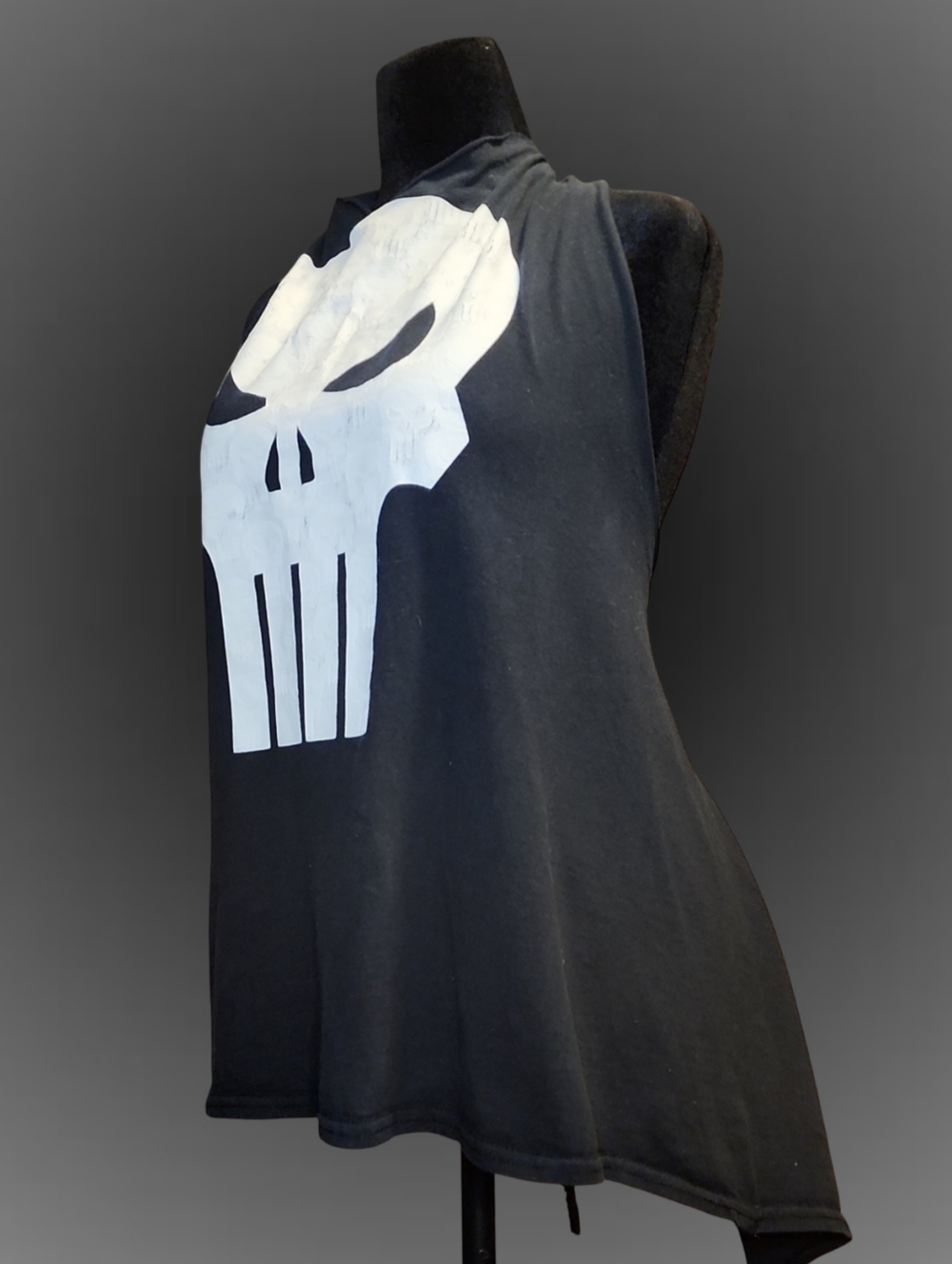❥DIY no sew Black Punisher Skull Graphic Halter Backless Tank Top Sleeveless❥ - Picture 6 of 6